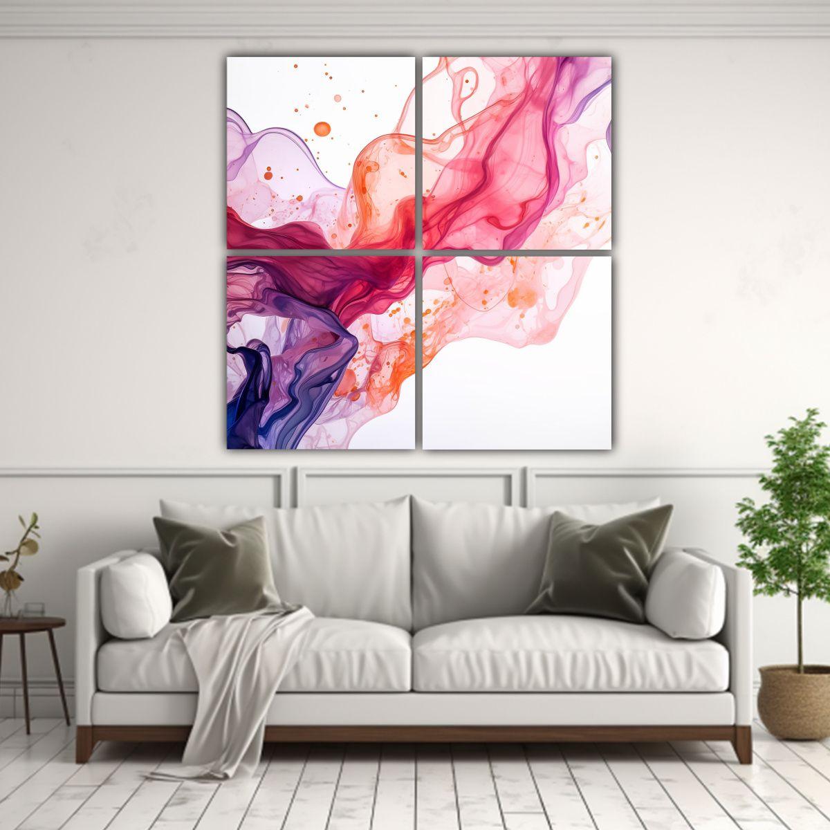 Cuadriptico Abstracto Exclusivo Líneas Finas 120x120 Cm-2