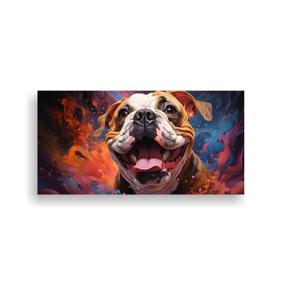 Cuadro En Bastidor Street Art Hermoso De Bulldog, 100x50cm-0