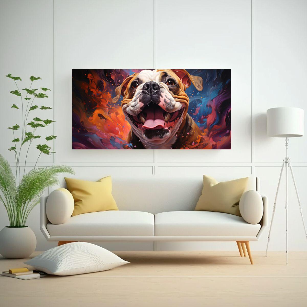 Cuadro En Bastidor Street Art Hermoso De Bulldog, 100x50cm-2