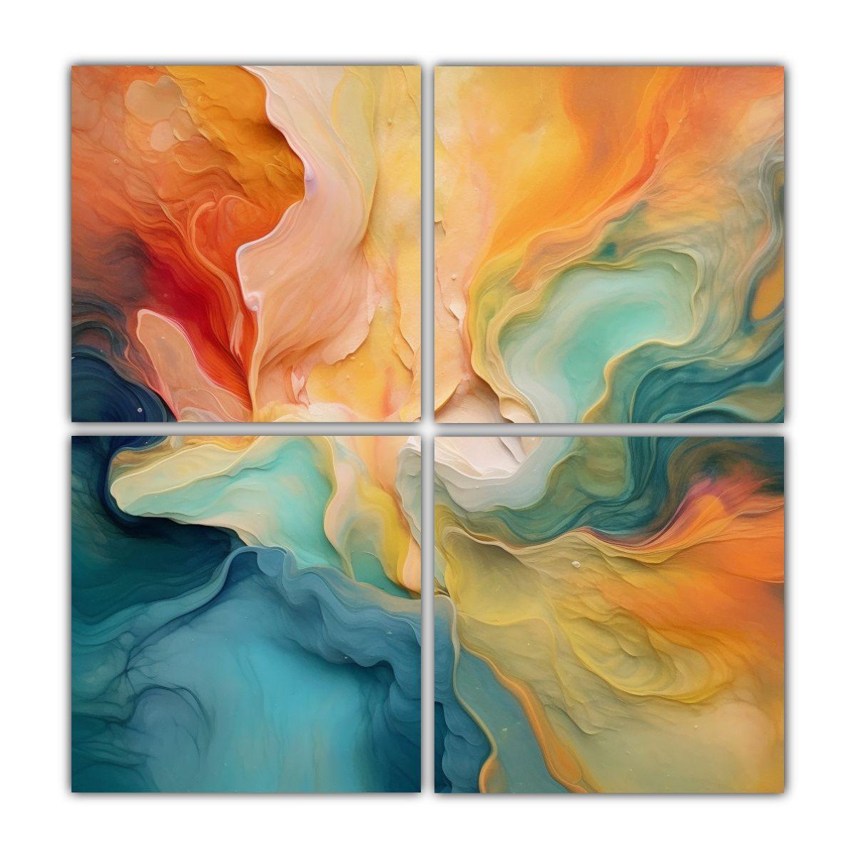 Cuatro Cuadros Vanguardia Modernidad Con Diseño 40x40 Cm-0