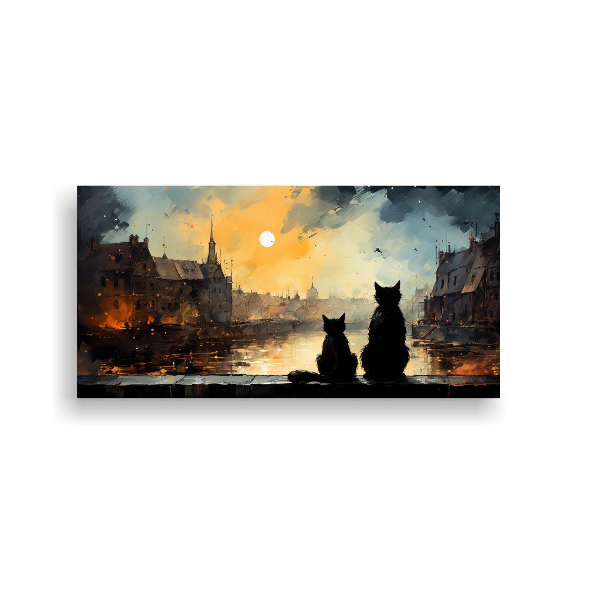Cuadros Decorativos Económicos De Gatos Negros 100x50cm-0