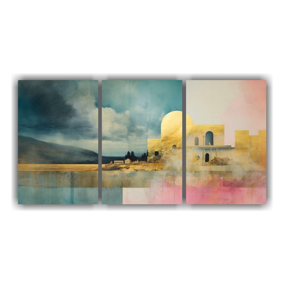 Pintura Lienzos Cuadro Ambiente Con Acuarela 60x30 Cm-0