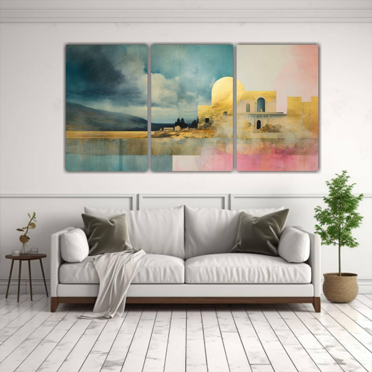 Pintura Lienzos Cuadro Ambiente Con Acuarela 60x30 Cm-2