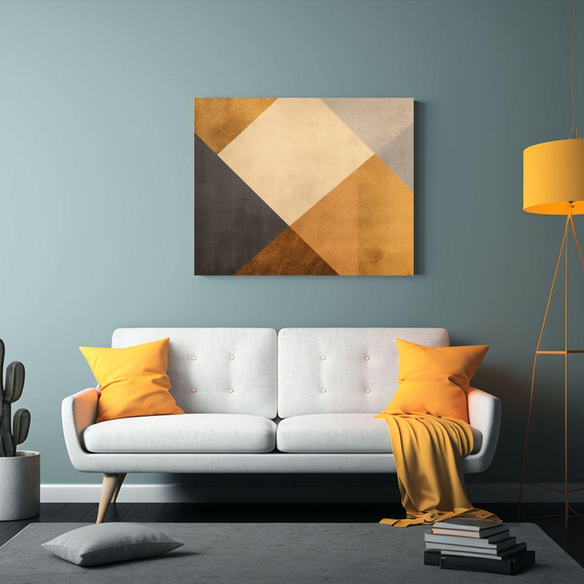 Pintura De Pared Geométrica En Tonos Cálidos Multicolor 90x60cm-2