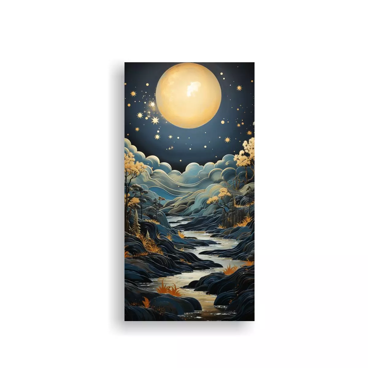 Luna Montaña Arte Composición Detalle Hermoso 60x120cm-0
