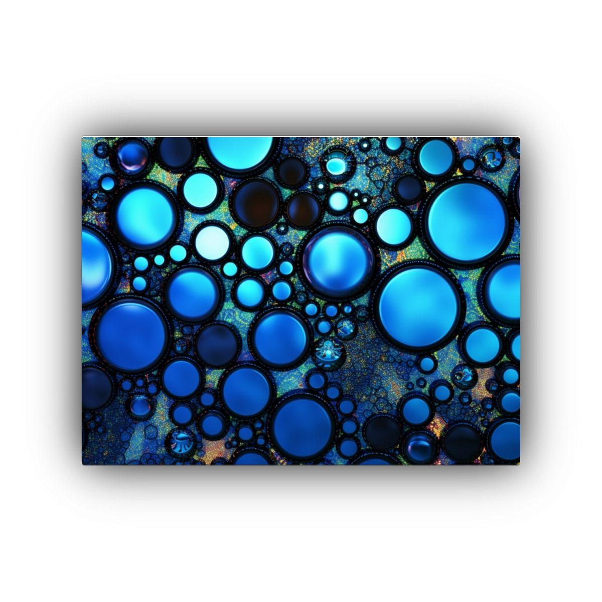 Cuadro Impreso Simplicidad Azul Y Negro Con Círculos Negros 90x60cm-0