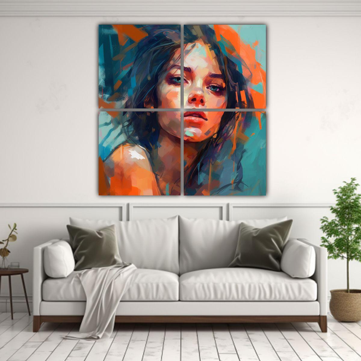 Cuatro Cuadros De Tela Concepto Único Atractivos 160x160 Cm-2