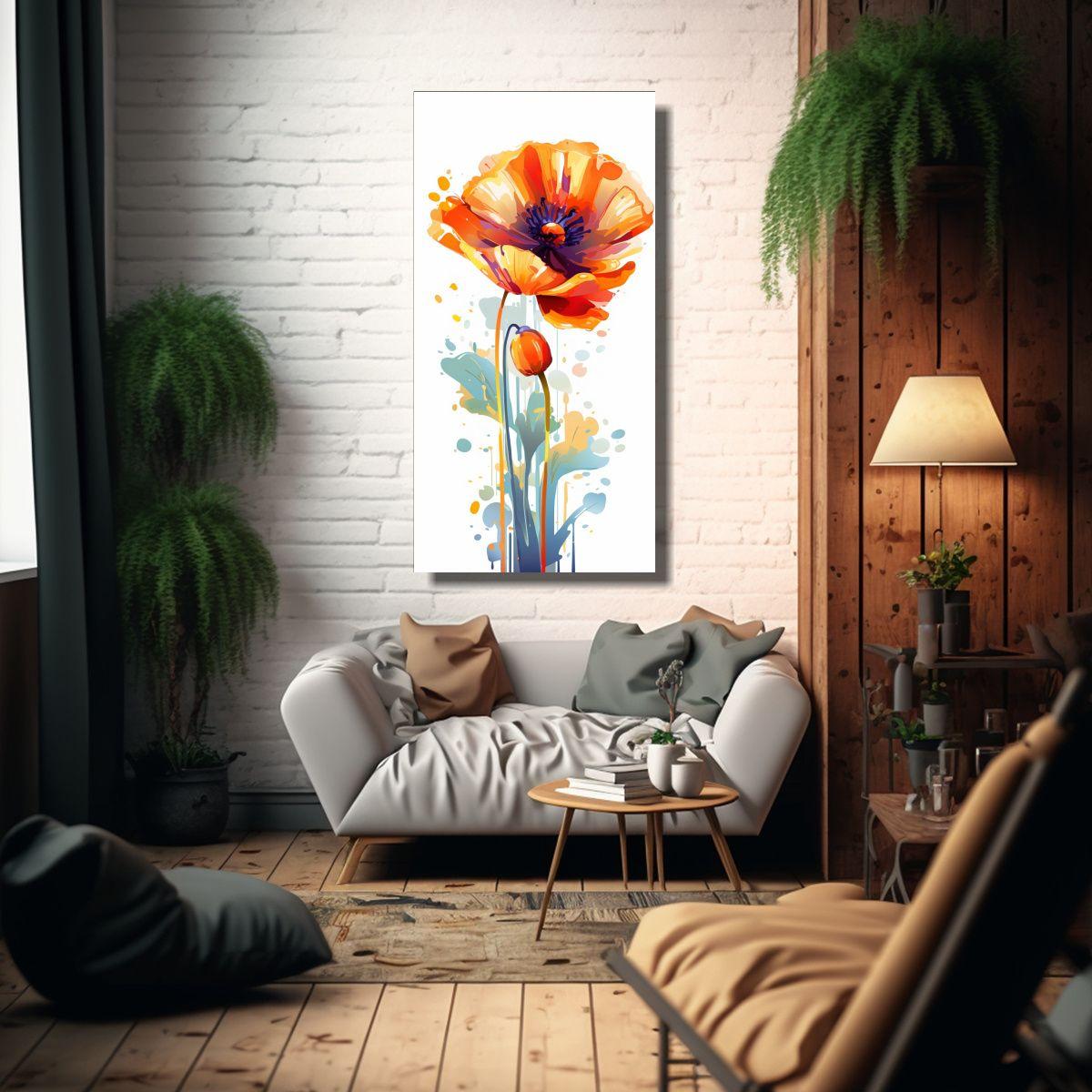 Cuadro Lienzo Impresionante De Una Amapola Naranja 40x80cm-2