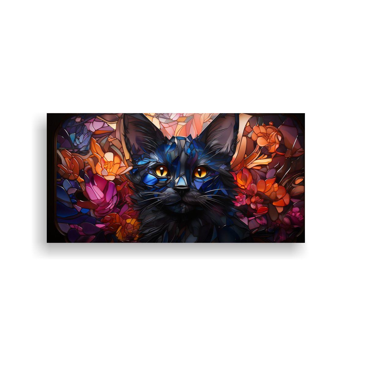 Vidriera Digital De Gato Lykoi En Pintura 100x50cm-0