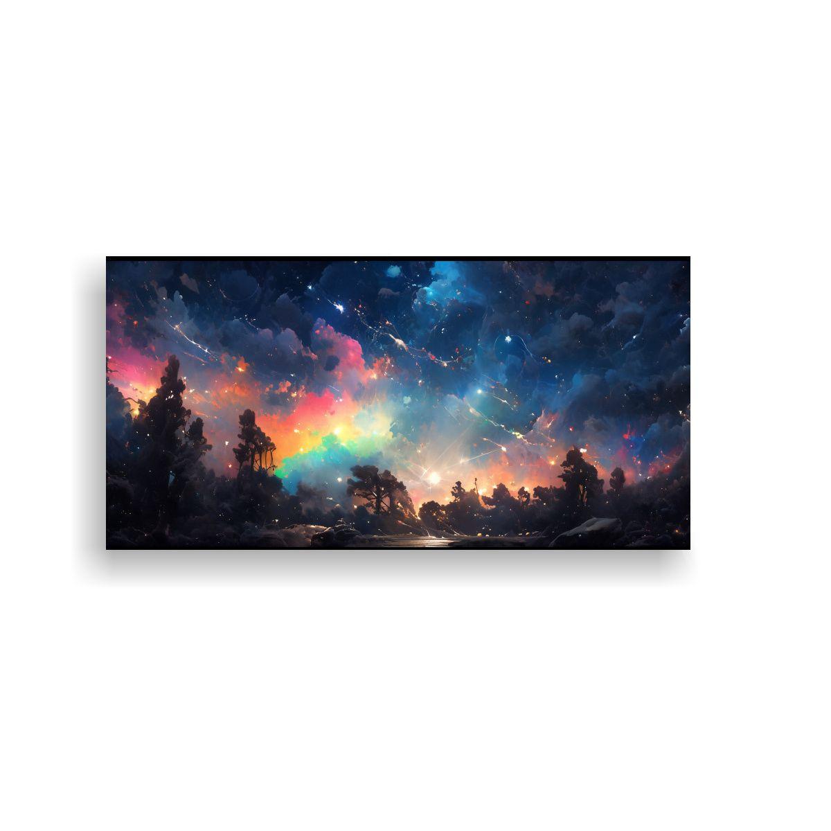 Cuadro Tela Bastidor Inspirador Noche Arcoíris 60x30cm-0