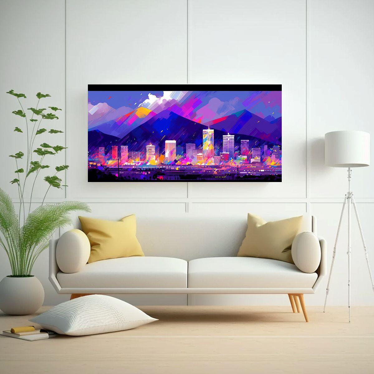 Cuadro Abstracto Santiago Chile En Colores 120x60cm-2