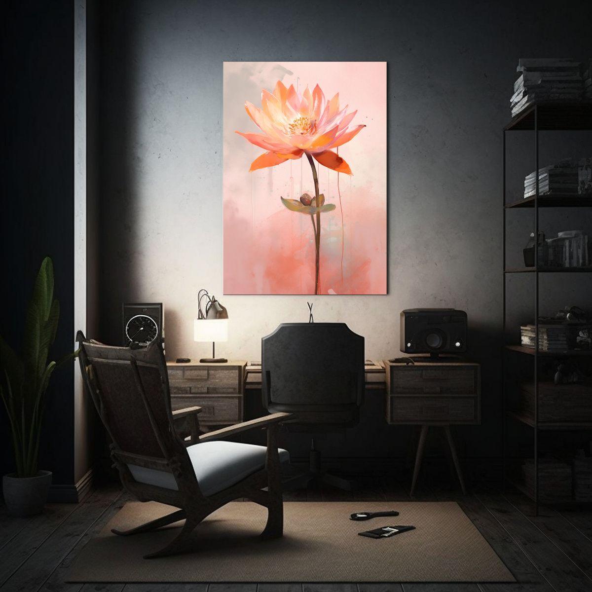 Lienzo Acuarela Llamativo Sketch De Flor De Loto 40x50 Cm-2