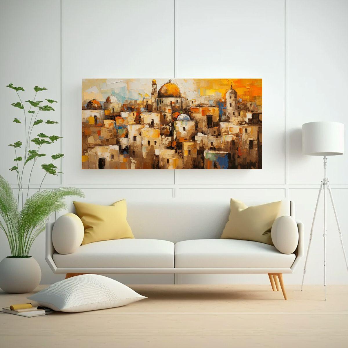 Pintura Abstracta Moderna Con Paleta En Bastidor. 140x70cm-2