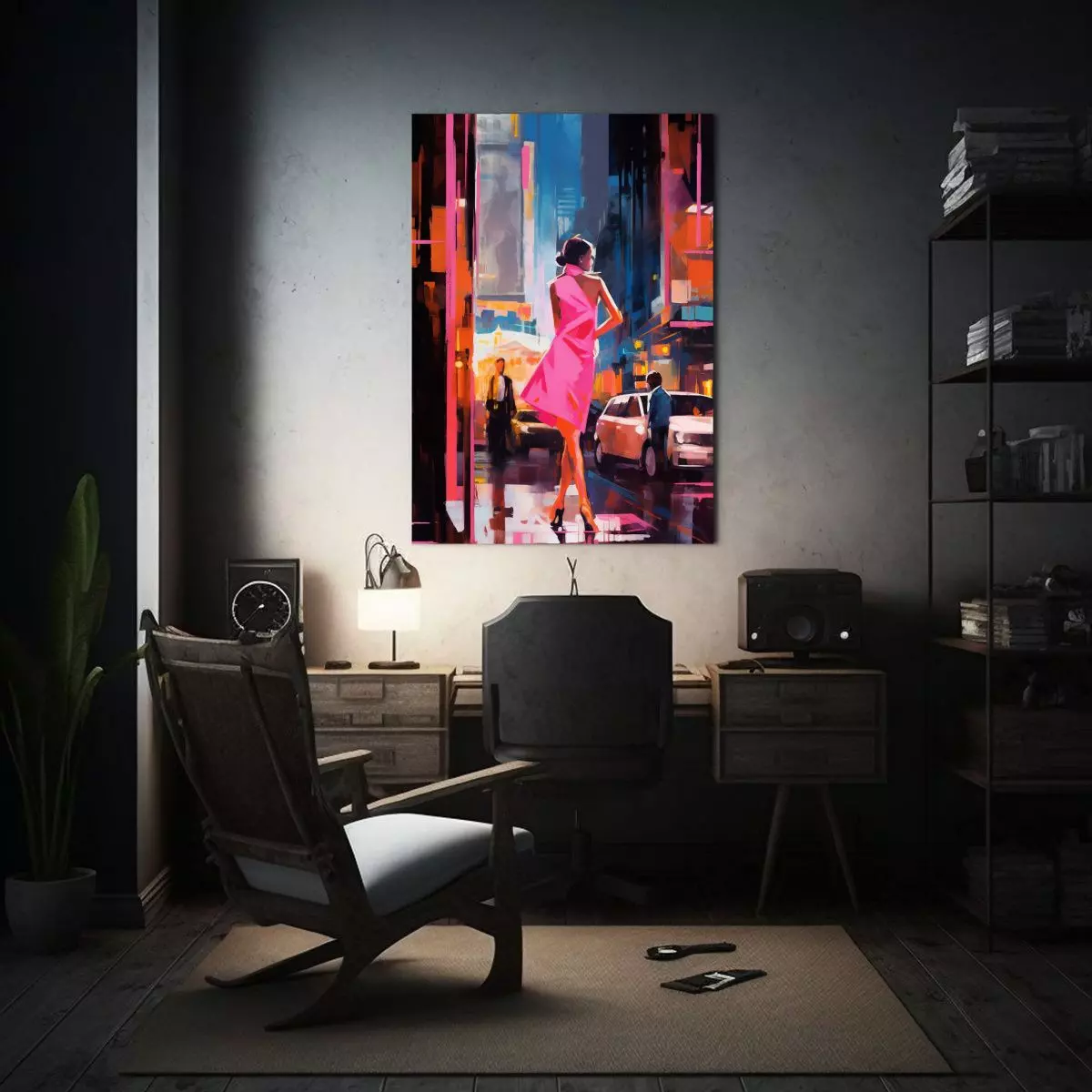 Pintura De Mujer En Times Square Para Decoración 30x45 Cm-2