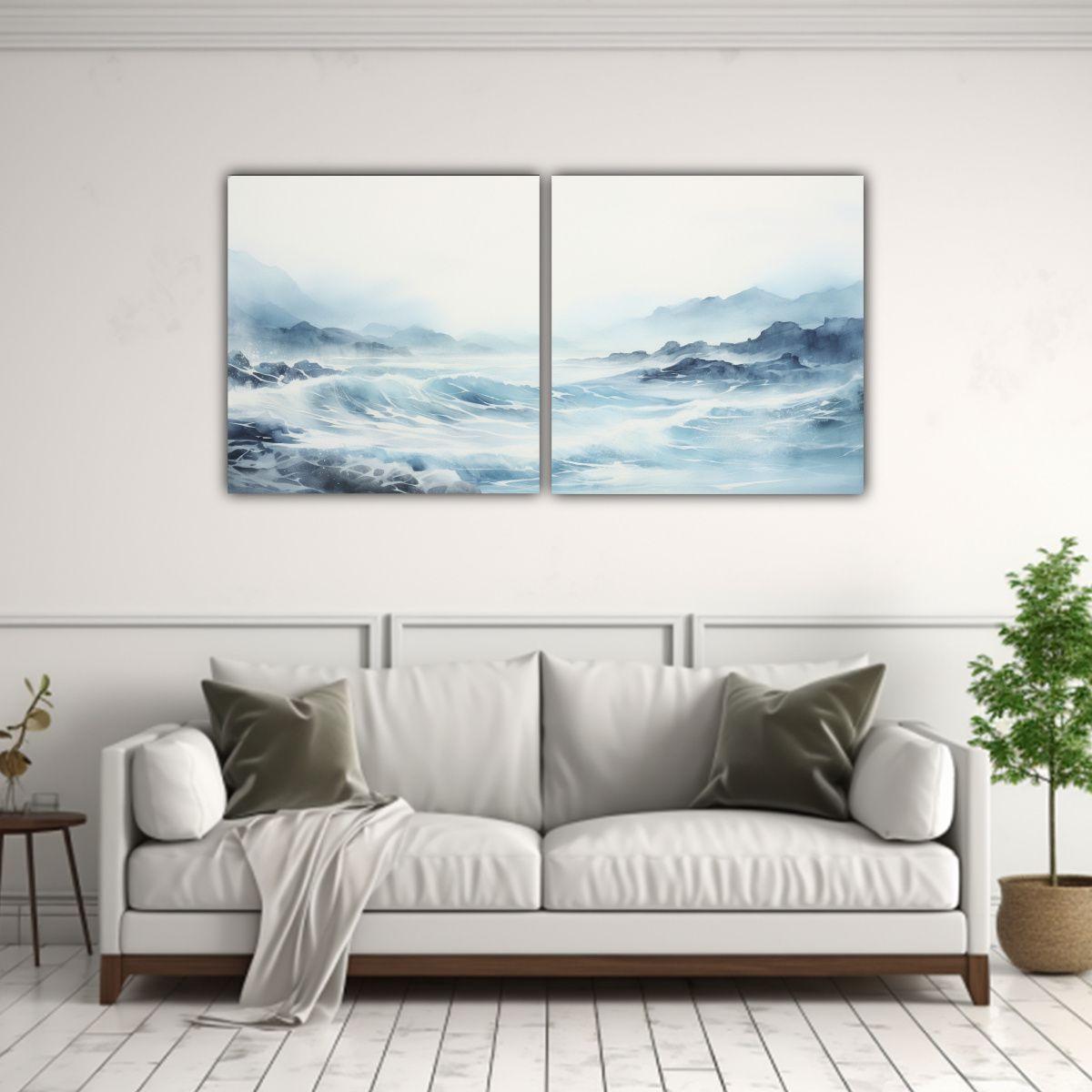 Set 2 Telas Abstractas Multicolores De Escena 120x60 Cm-2