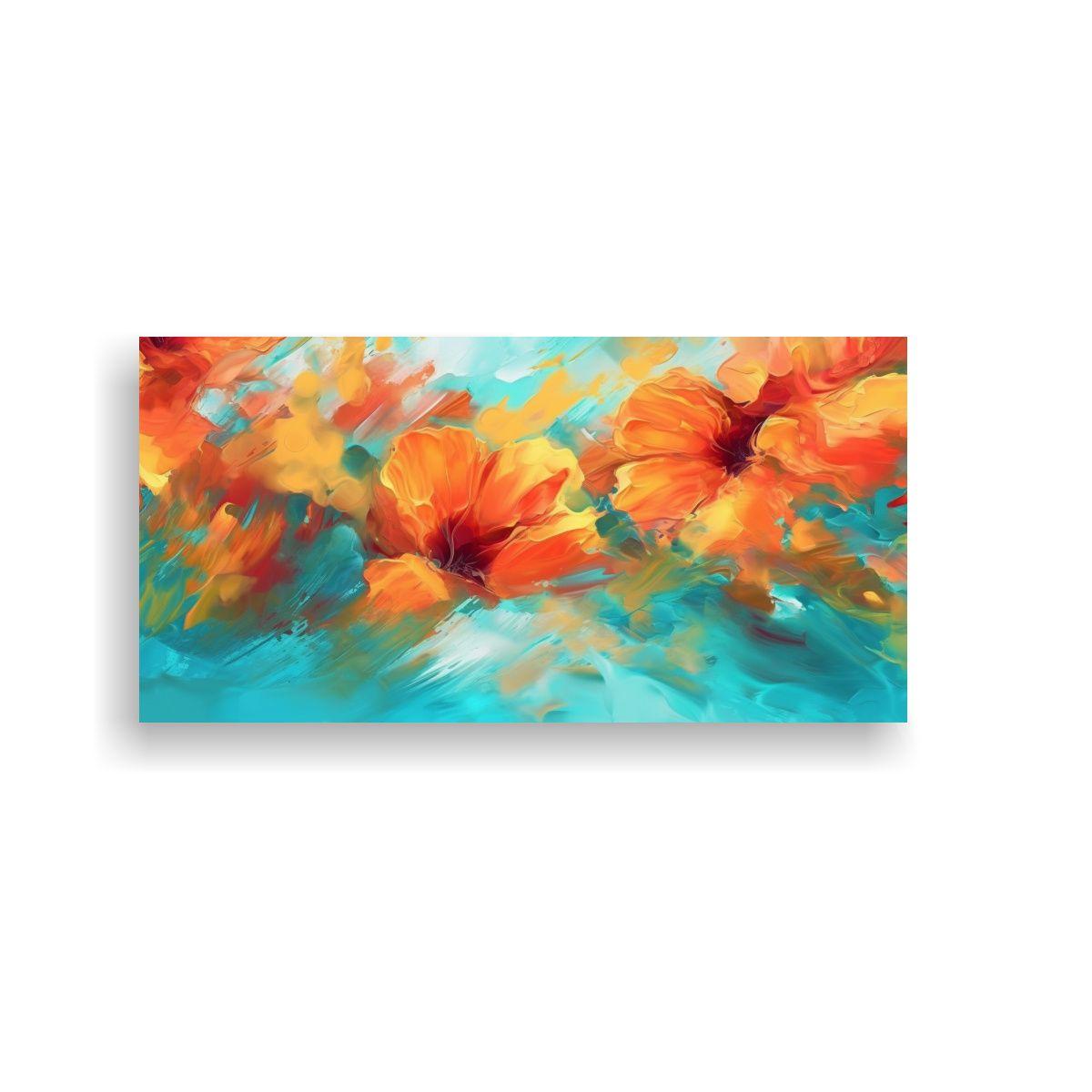 Cuadros Abstractos Modernos En Coral Turquesa 40x20 Cm-0