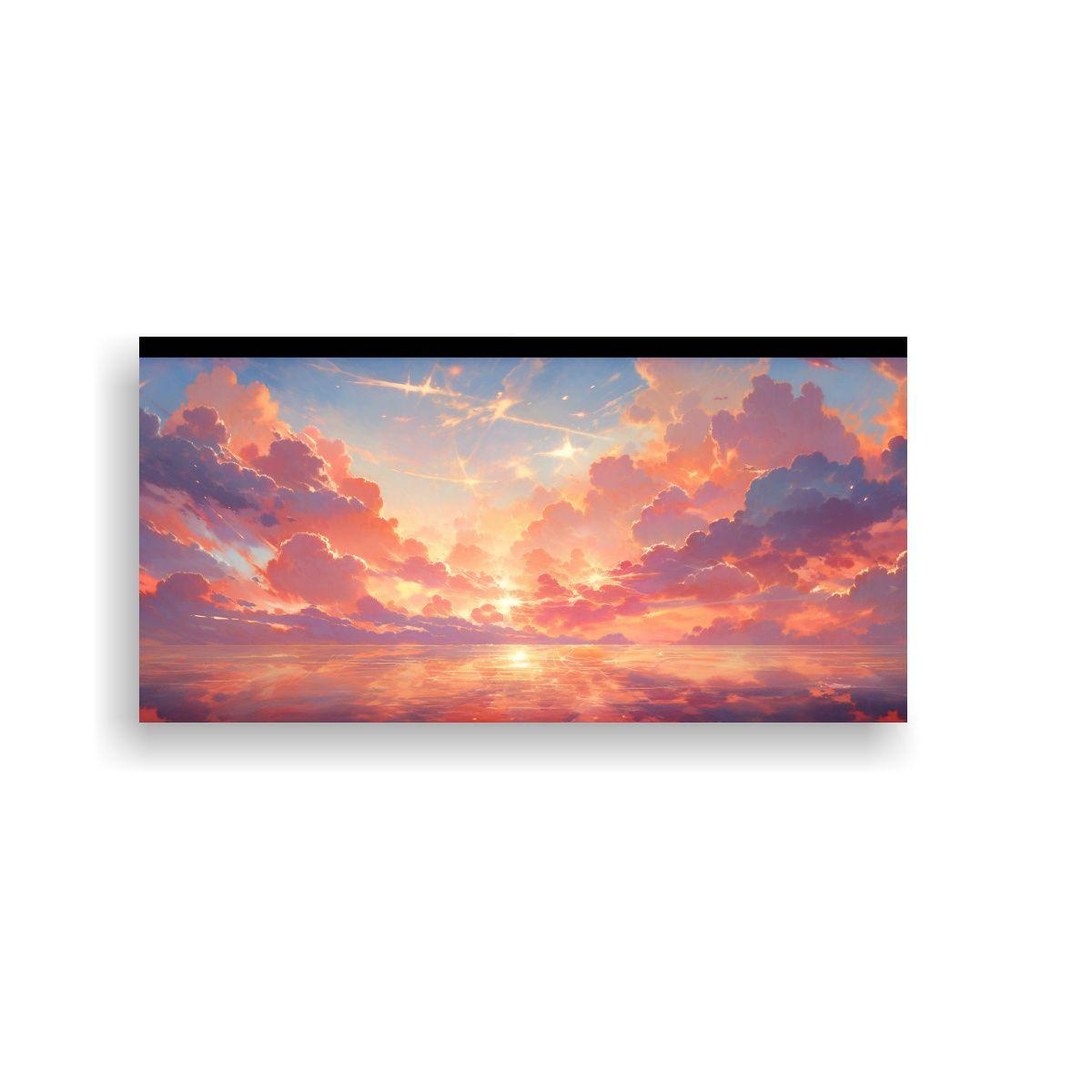 Cuadro Abstracto Atardecer Amanecer Cielos Rosa 60x30cm-0