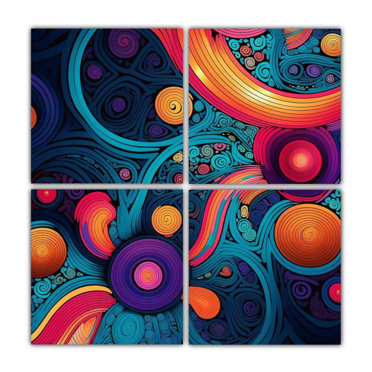 Cuadro De Tela Floral Con Diseño Espectacular De 180x180 Cm-0
