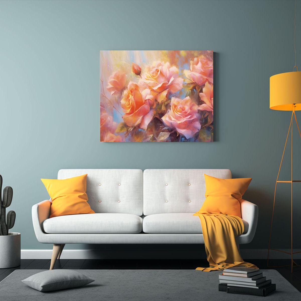 Pintura De Rosas Nuevas En La Decoración: Pastel Al óleo,  30x20cm-2