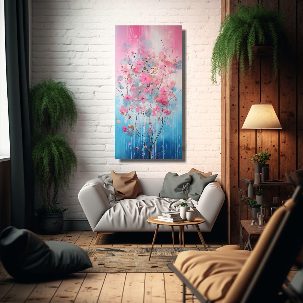 Pintura Vanguardia Reflejo Rosa Oro Estilo 60x120cm-2