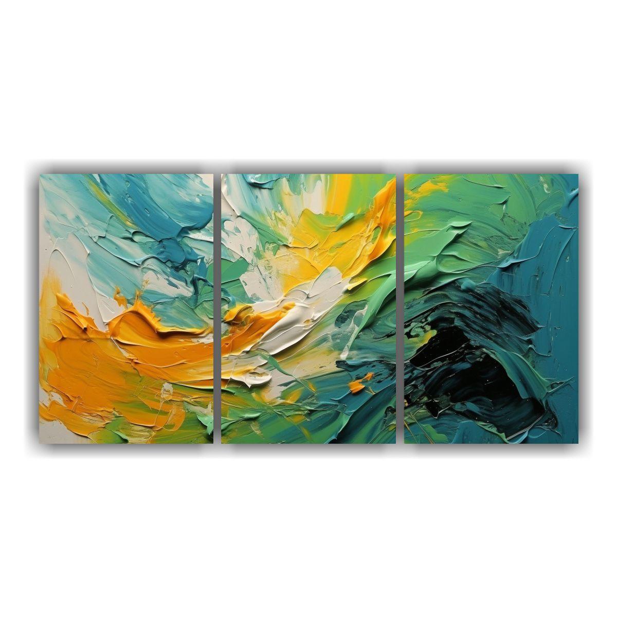 Conjunto De 3 Telas En Bastidor Naturaleza Viva, 180x90 Cm-0