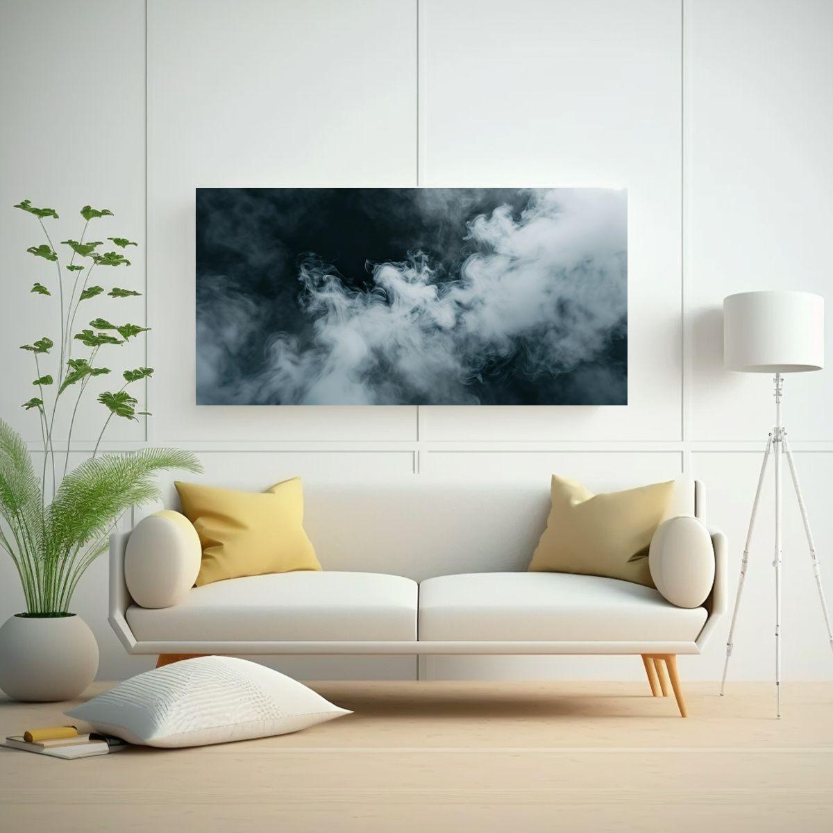 Pinturas Abstractas En Bastidor: Humo Blanco 60x30cm-2