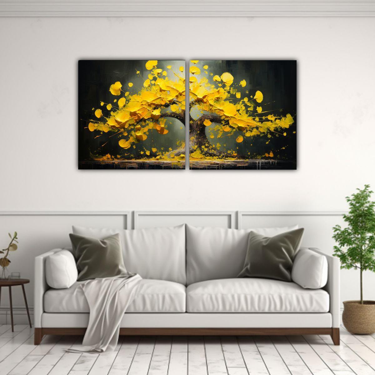 Pintura Abstracta Alta Calidad De Ginkgo Biloba 120x60 Cm-2