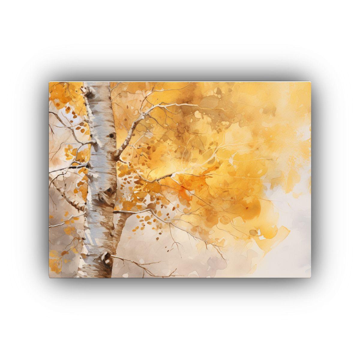 Pintura Abstracta De Un árbol De Aspen Temblón En Colores  40x30cm-0