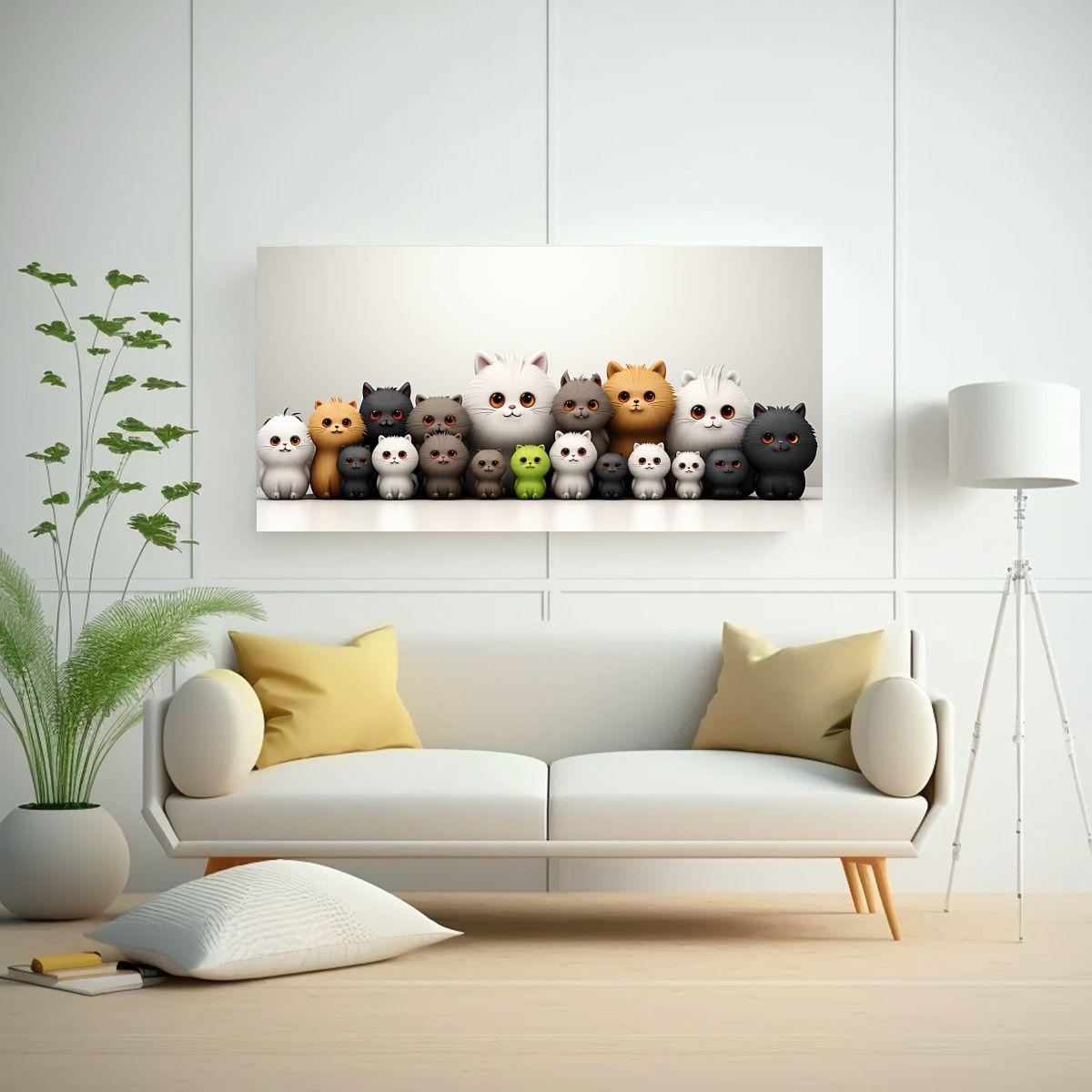Cuadro Inspirador Poder Gatos Y Niños: Línea 140x70cm-2