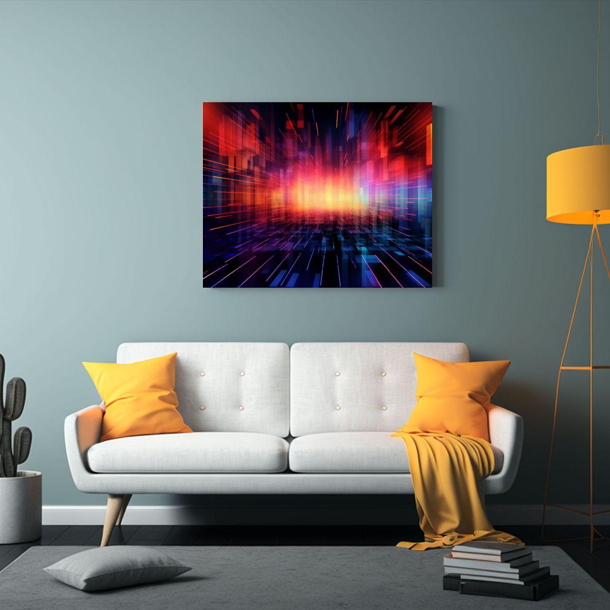 Cuadro Tela Canvas Abstracto Tecnología 60x40cm-2
