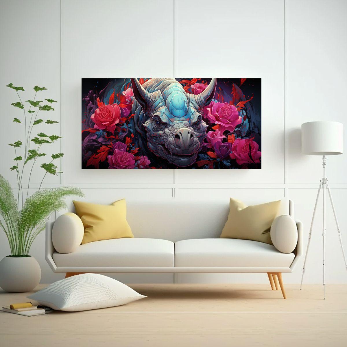 Cuadro Abstracto De Triceratops En Colores 80x40cm-2