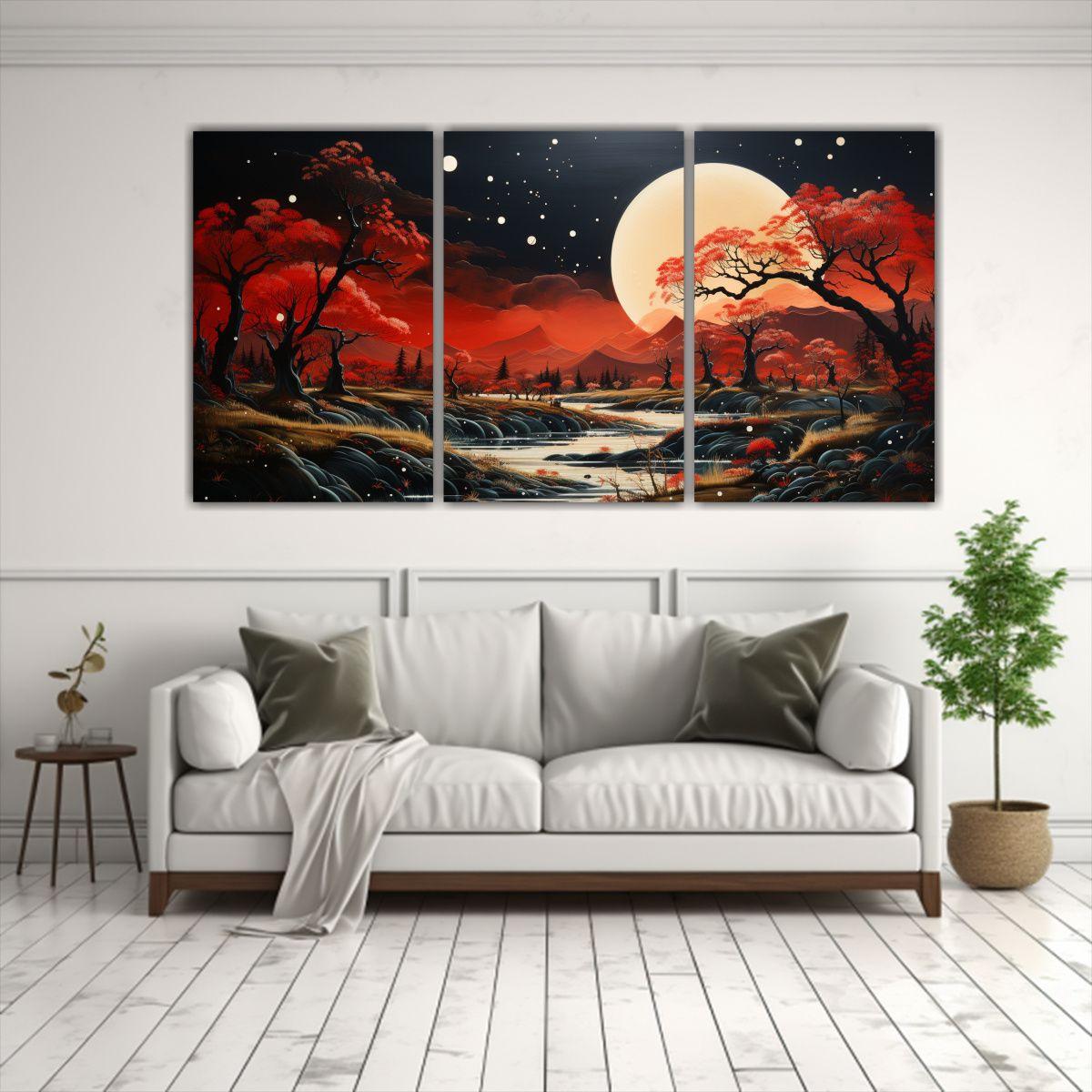 Pintura Expresión Majestuosas Lienzos Con Luna 240x120 Cm-2
