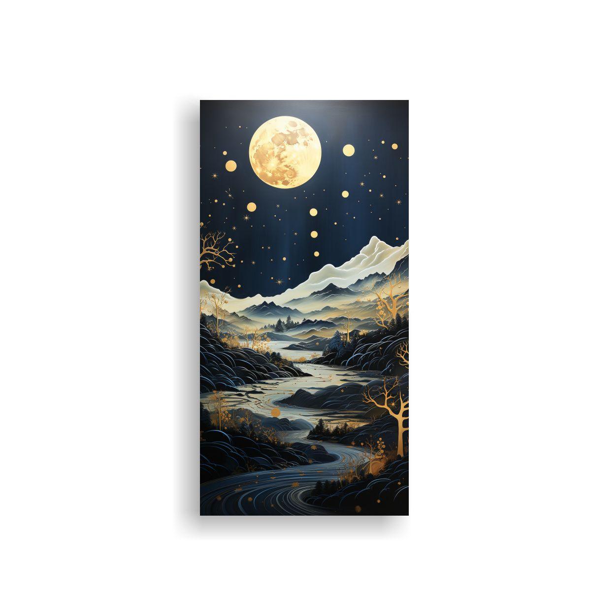 Cuadro Innovador Con Luna Y Montañas 80x160cm-0