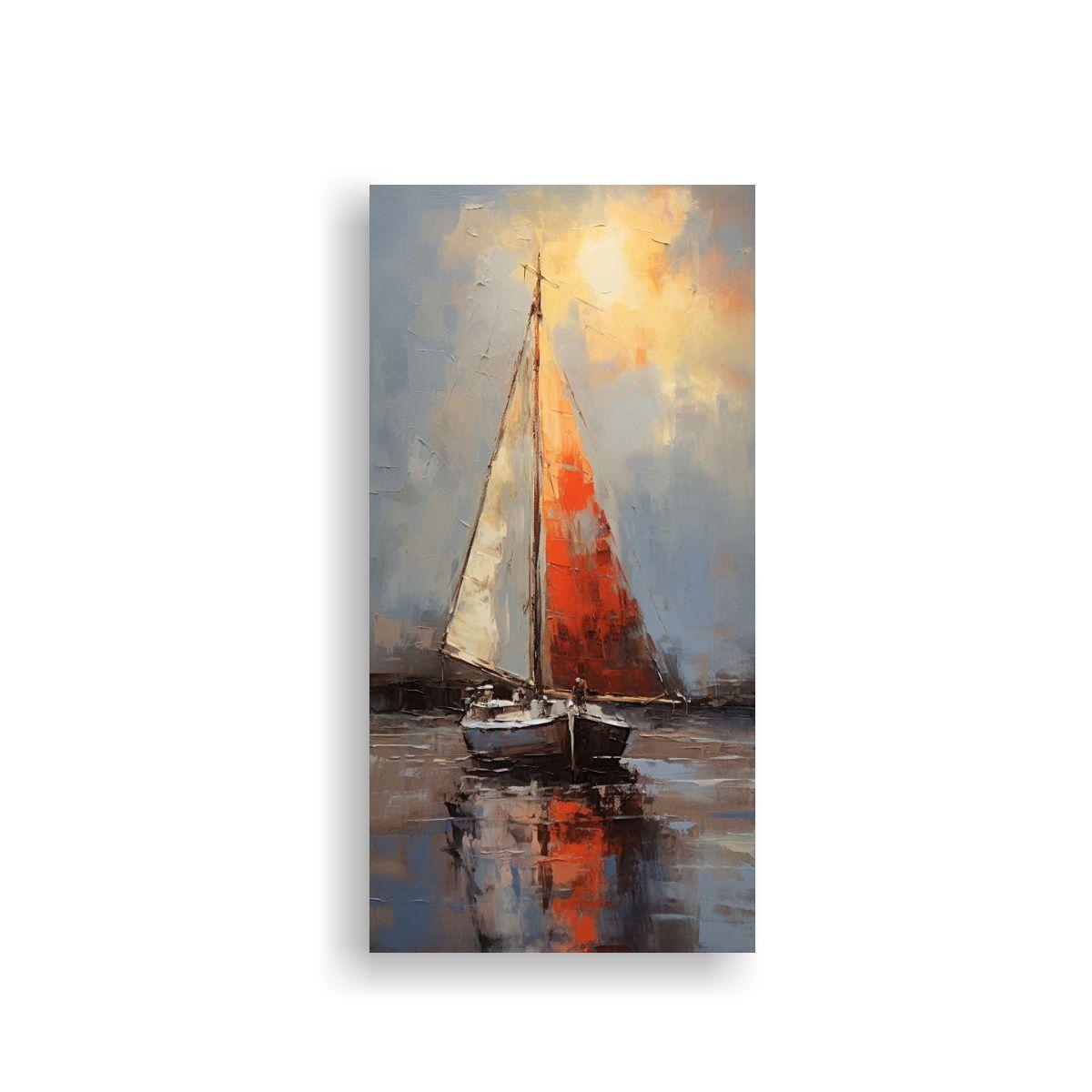 Lienzo Hermoso Impactante De Un Velero En El Agua 40x80cm-0