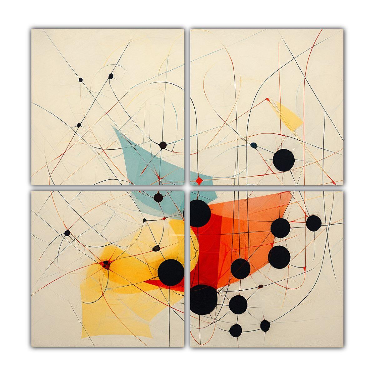 Cuadro Vintage Relieve Abstracto Con Formas 80x80 Cm-0