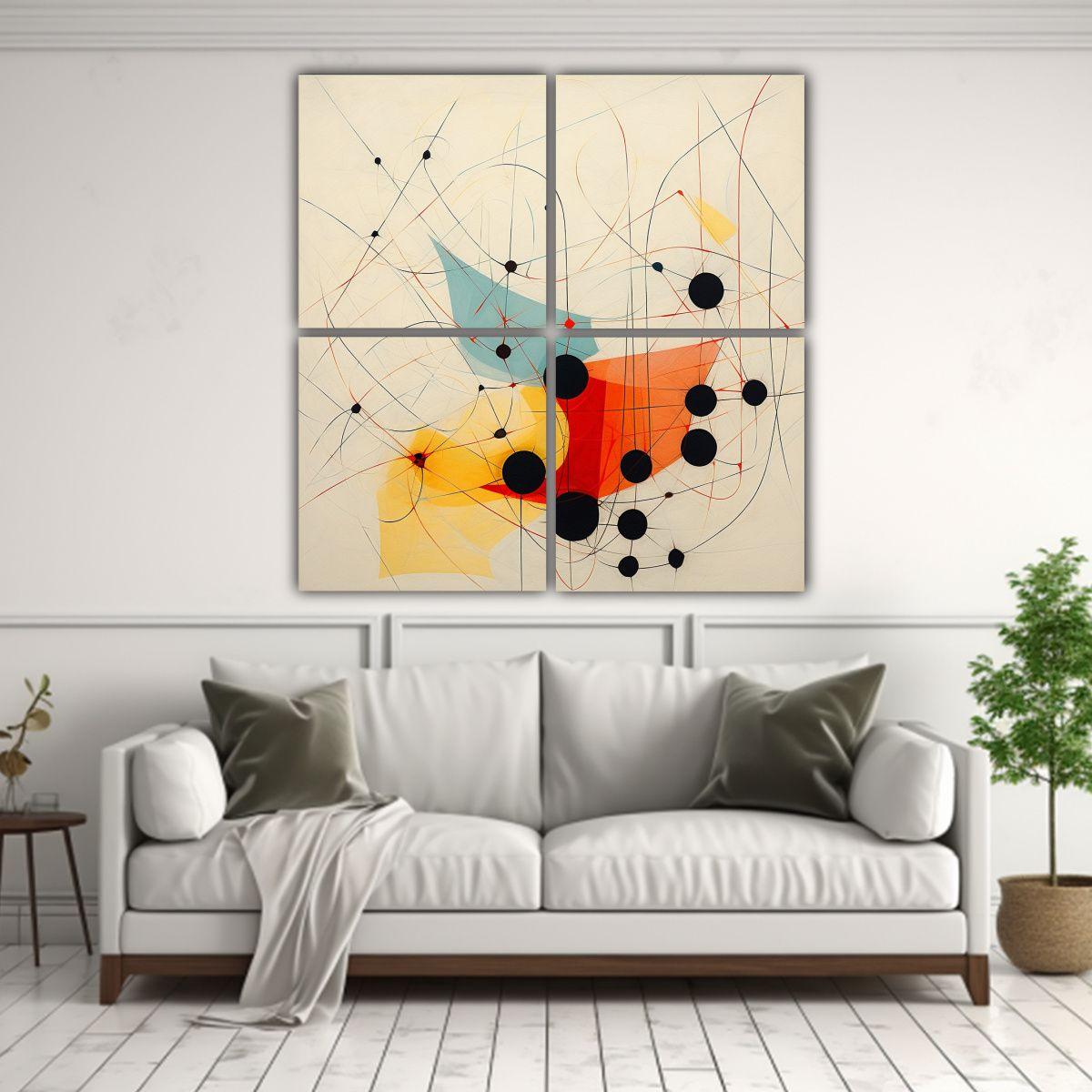 Cuadro Vintage Relieve Abstracto Con Formas 80x80 Cm-2
