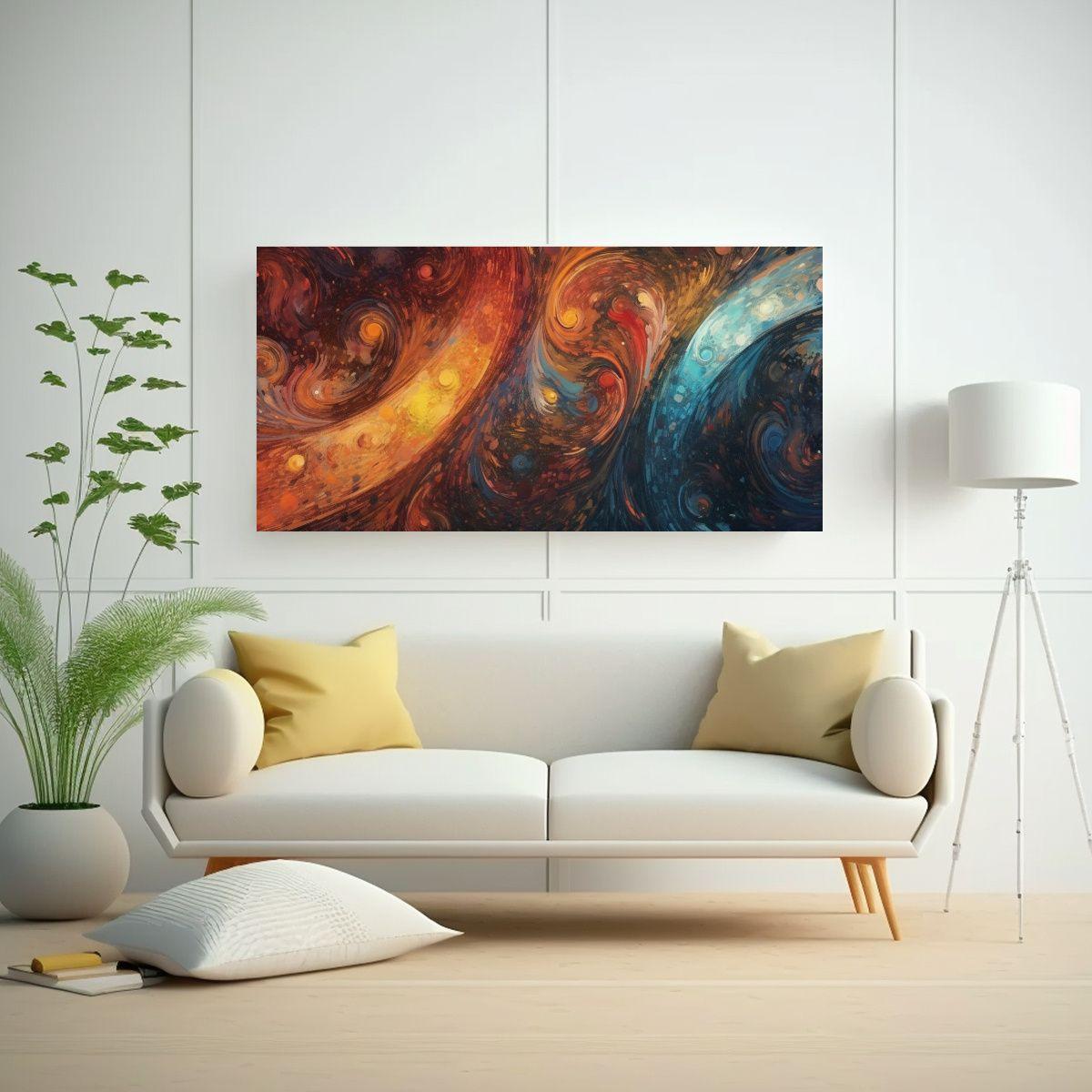 Cuadro Abstracto Poder En Tonos Oscuros Con 100x50cm-2