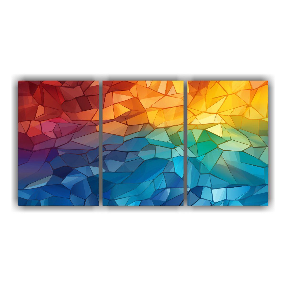 Cuadro Abstracto Tres Telas En Bastidor 150x75 Cm-0
