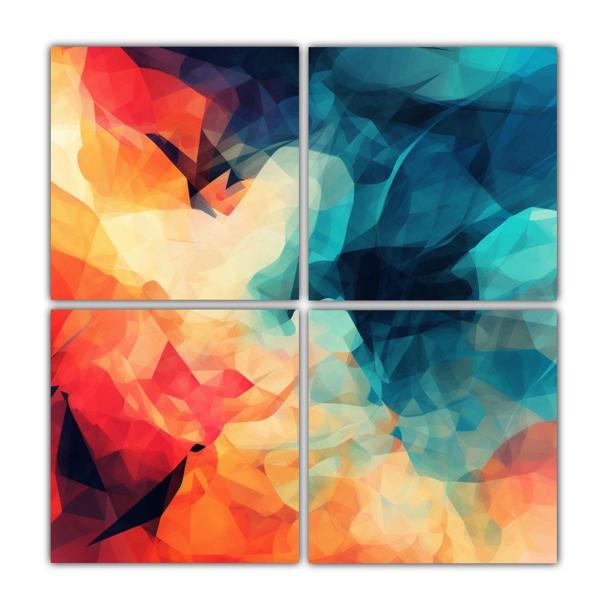 4 Pinturas Decorativas Abstractas De Alta Calidad 140x140 Cm-0