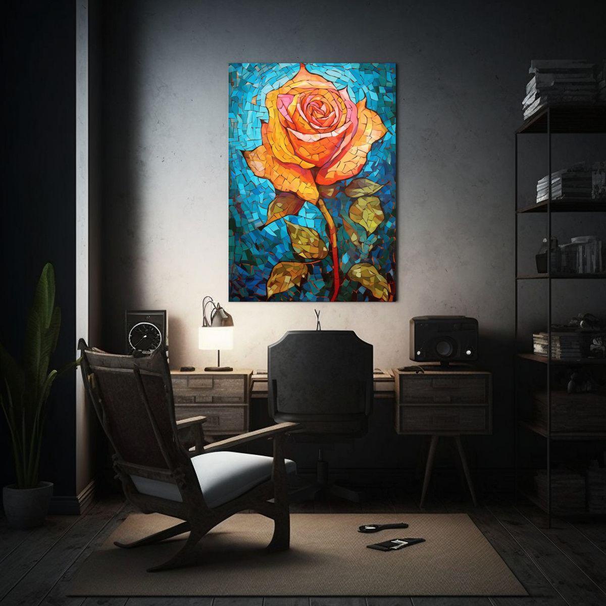 Mosaico Rosa Con Pétalos Jardín Estilo Warhol 30x45cm-2