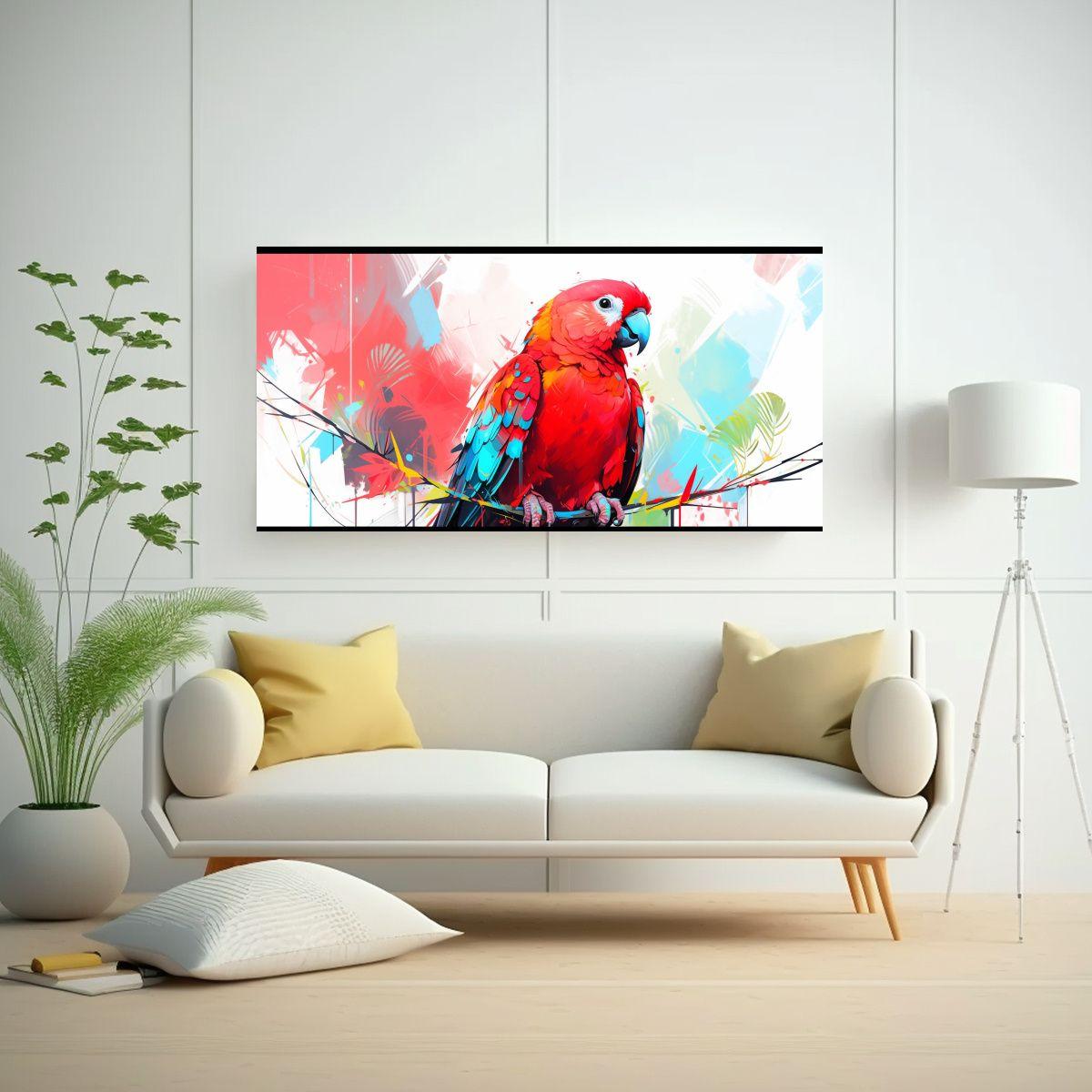 Pintura En Bastidor: Amazona Roja Y Azul En Arte 160x80cm-2