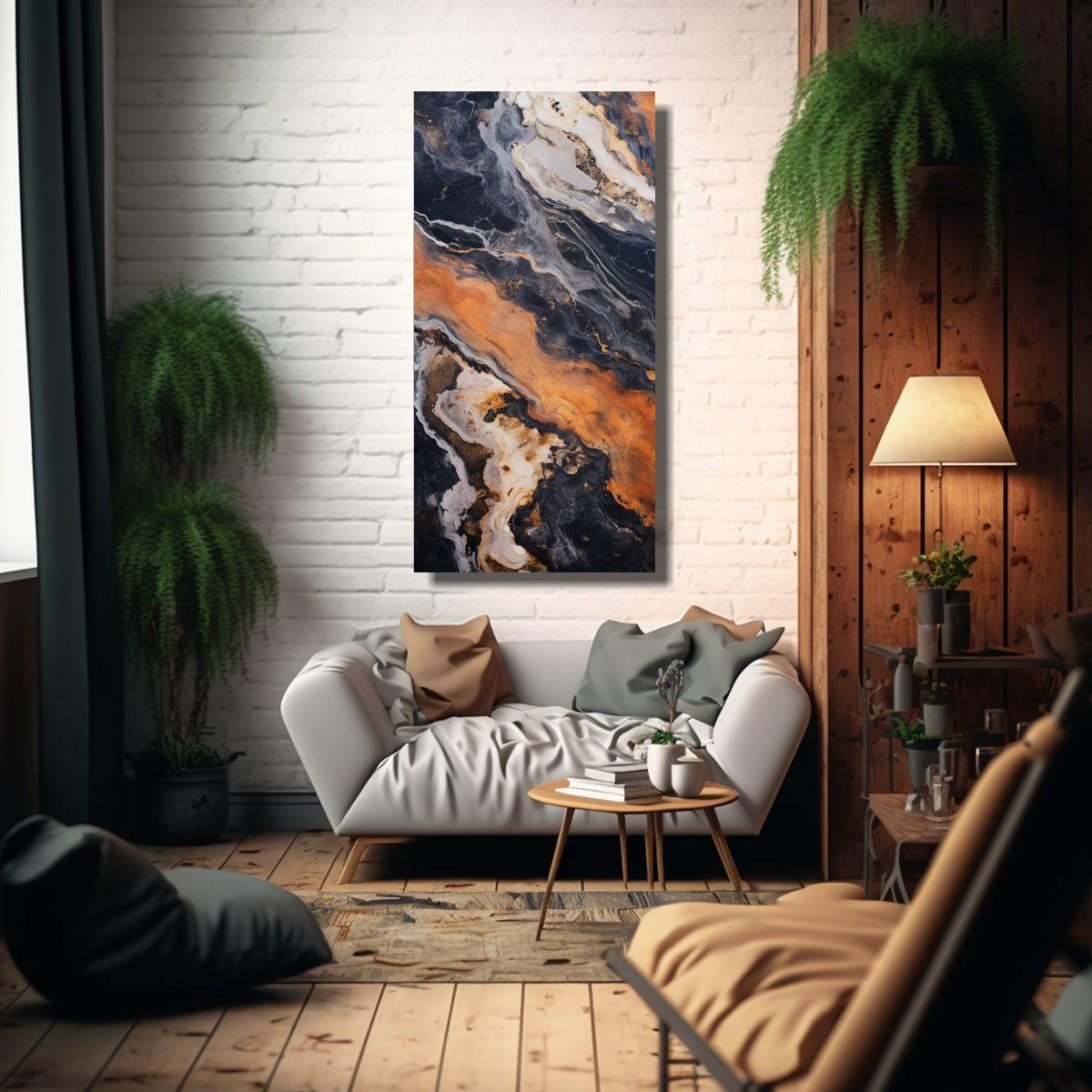 Pintura De Pared Fotografía Abstracta Mármol 70x140cm-2