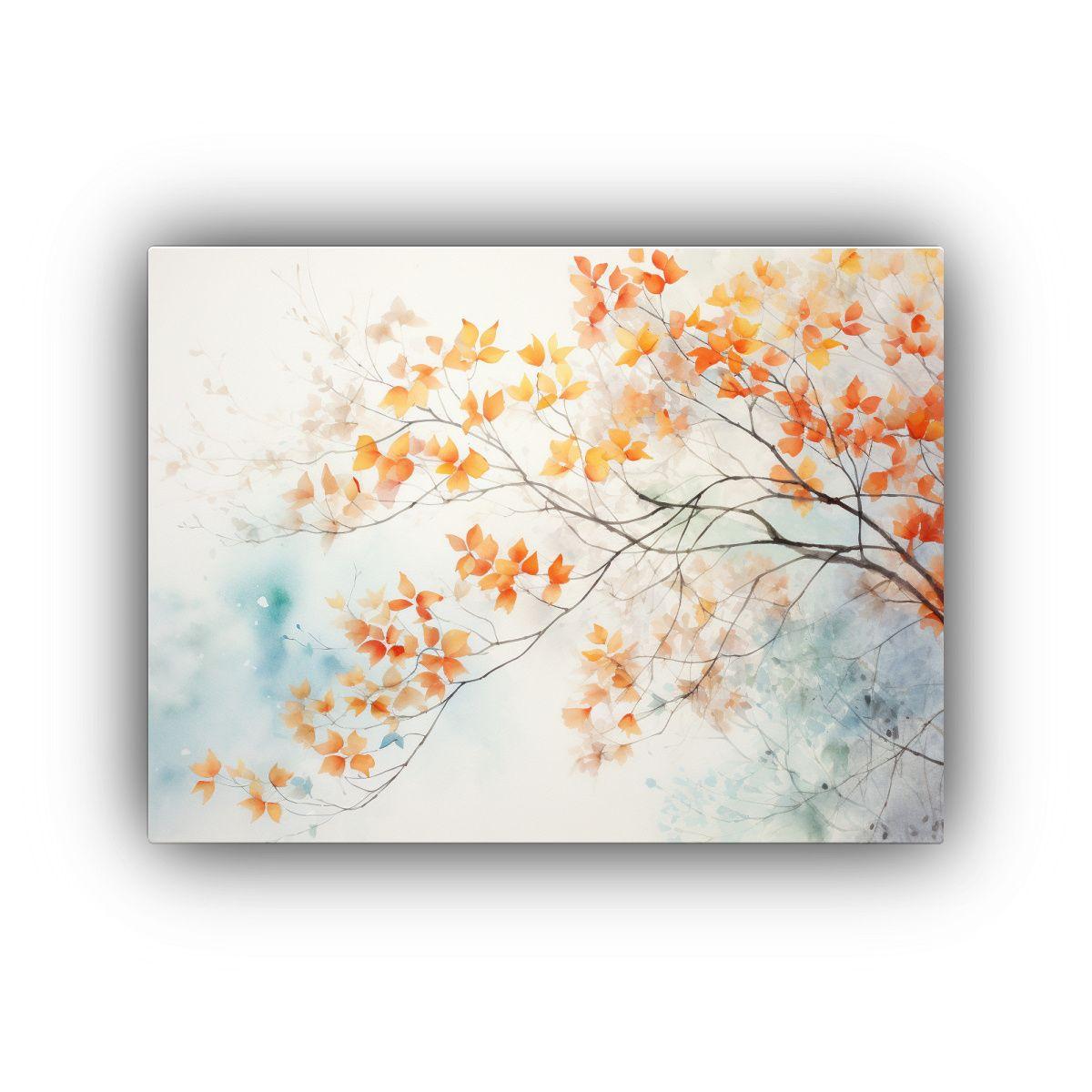 Pintura Abstracta En Acuarela De árboles De Arce En Tonos S 60x40cm-0