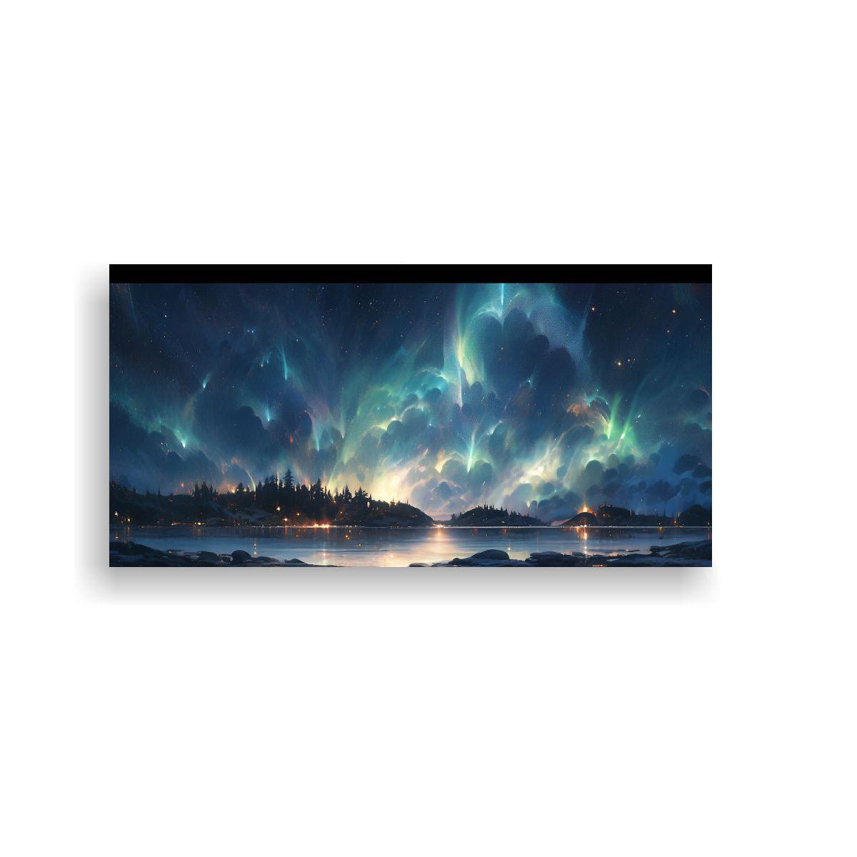 Cuadro Fotografía Aurora Boreal En Colores Negros 120x60cm-0
