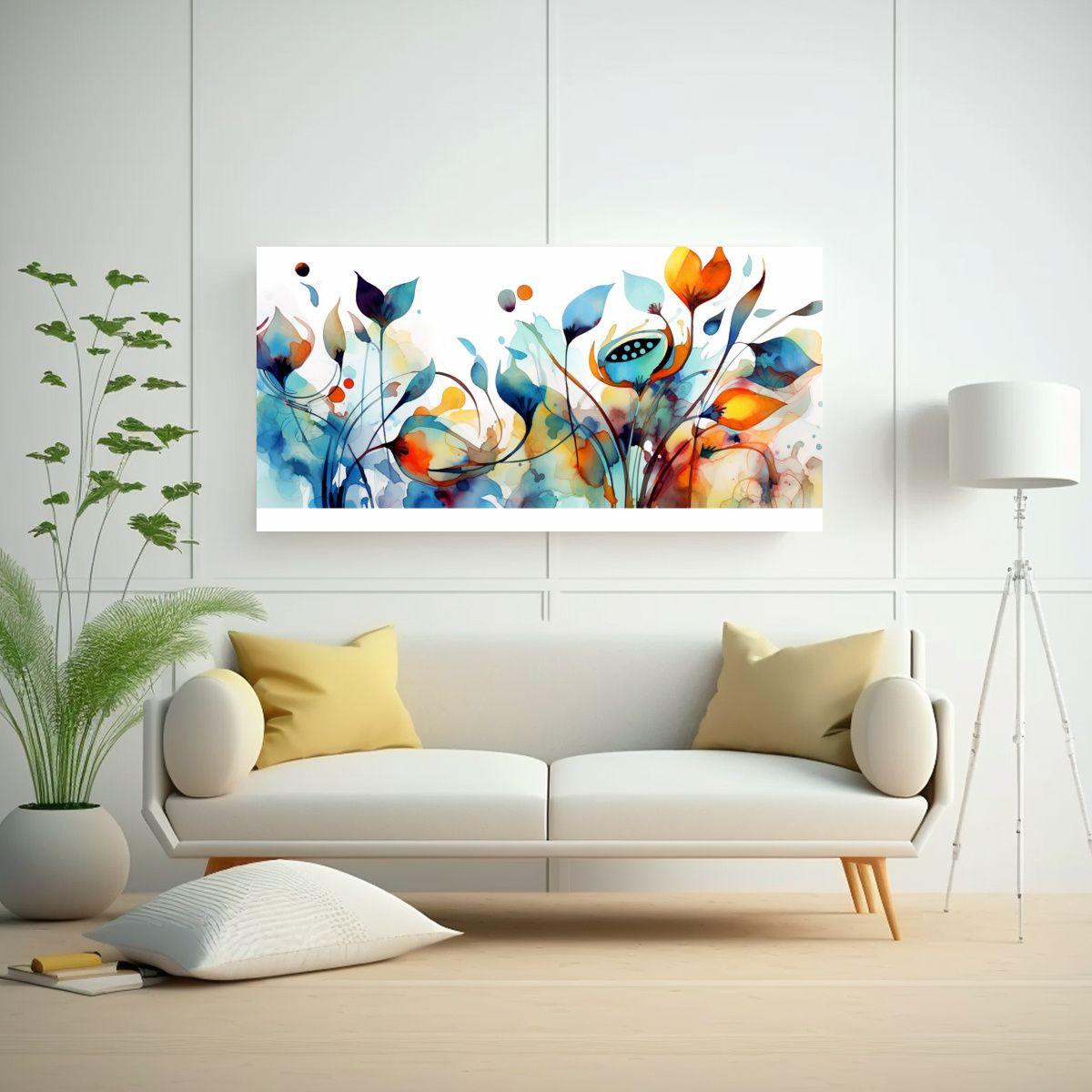 1 Cuadro Decorativo Estilo Picasso Con Flores En 100x50 Cm-2