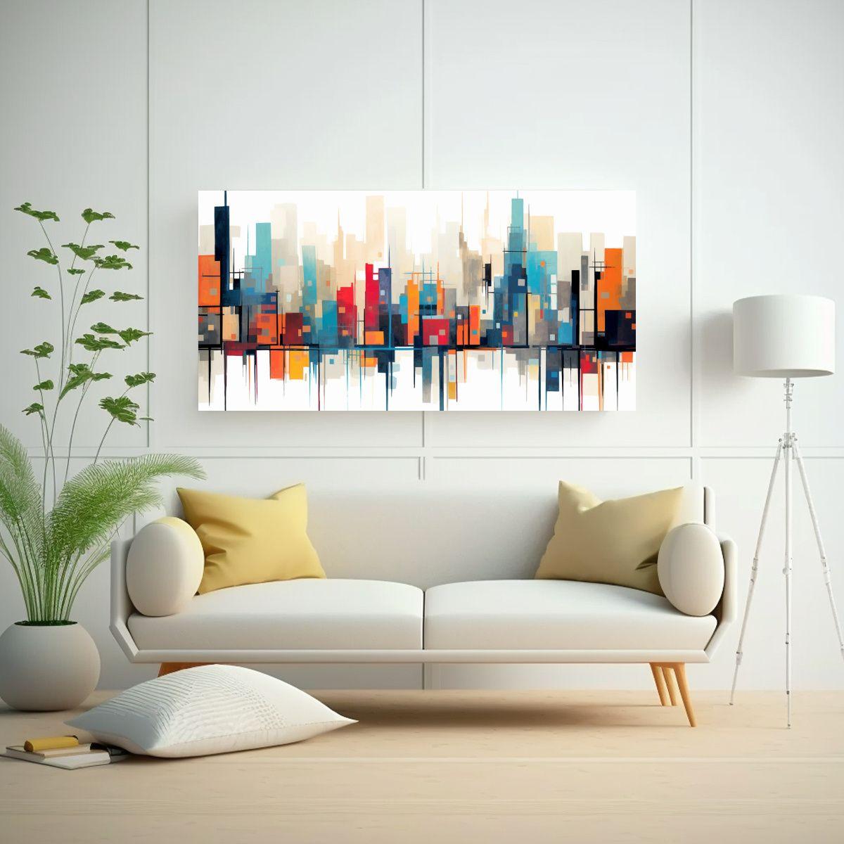 Cuadros Modernos Abstractos De Paisajes Urbanos 160x80 Cm-2