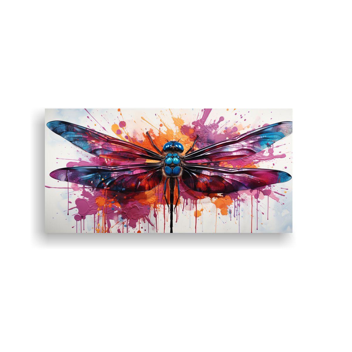 Cuadro Decorativo Dragonfly In Magenta Y Colores N 120x60cm-0