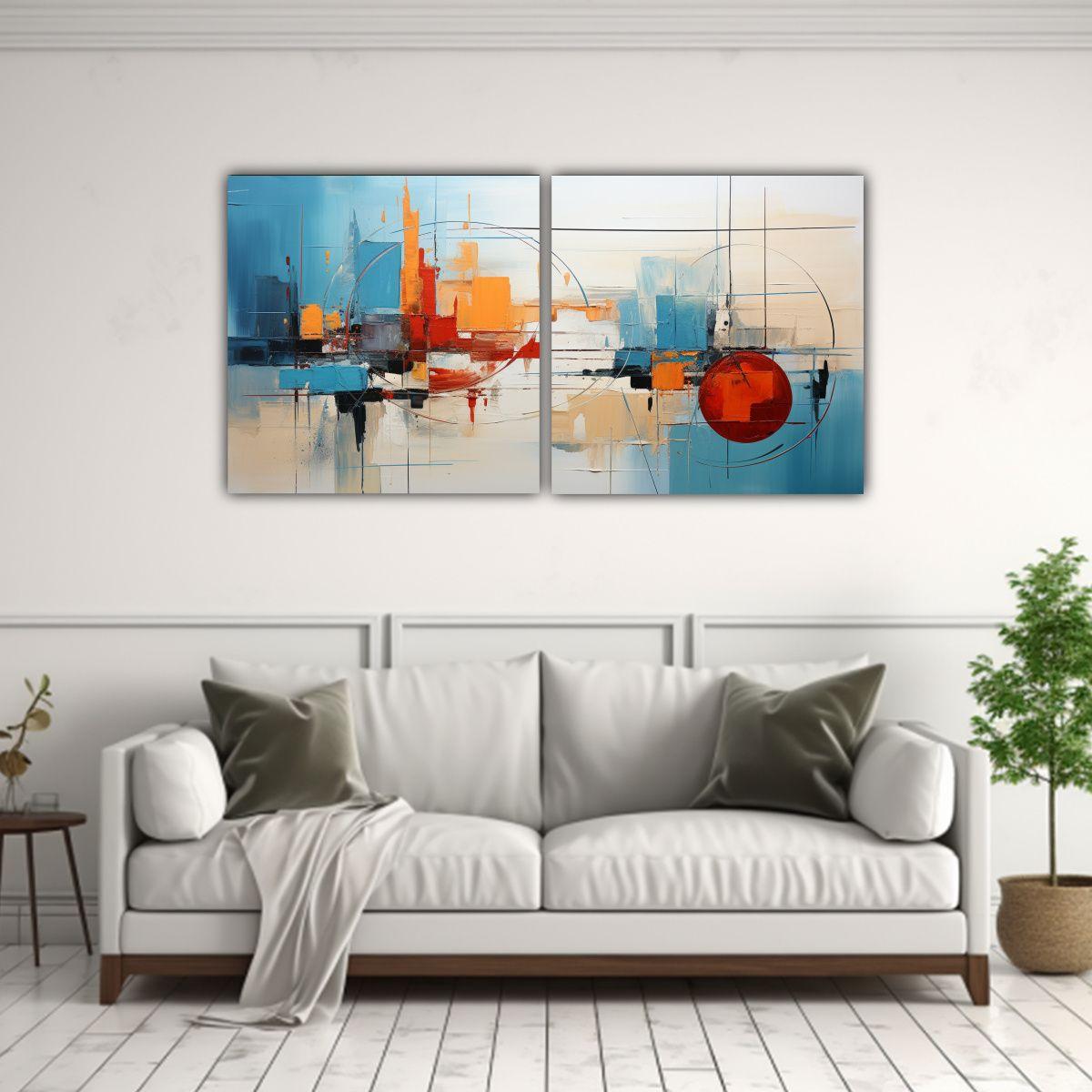 Pintura Abstracta De Alta Calidad En Lienzo 60x30 Cm-2