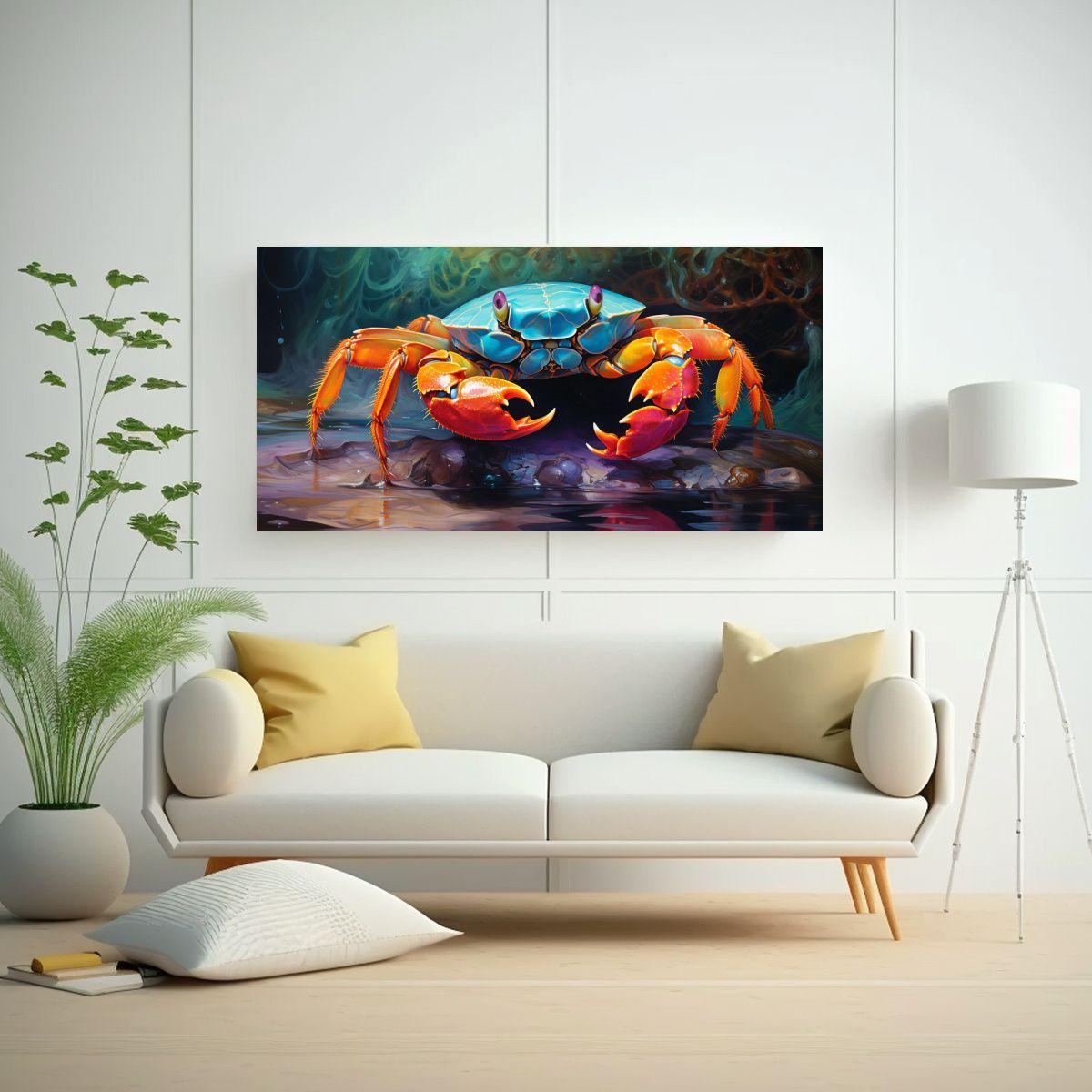 Pintura Al Estilo óleo De Cangrejo En Estilo 40x20cm-2