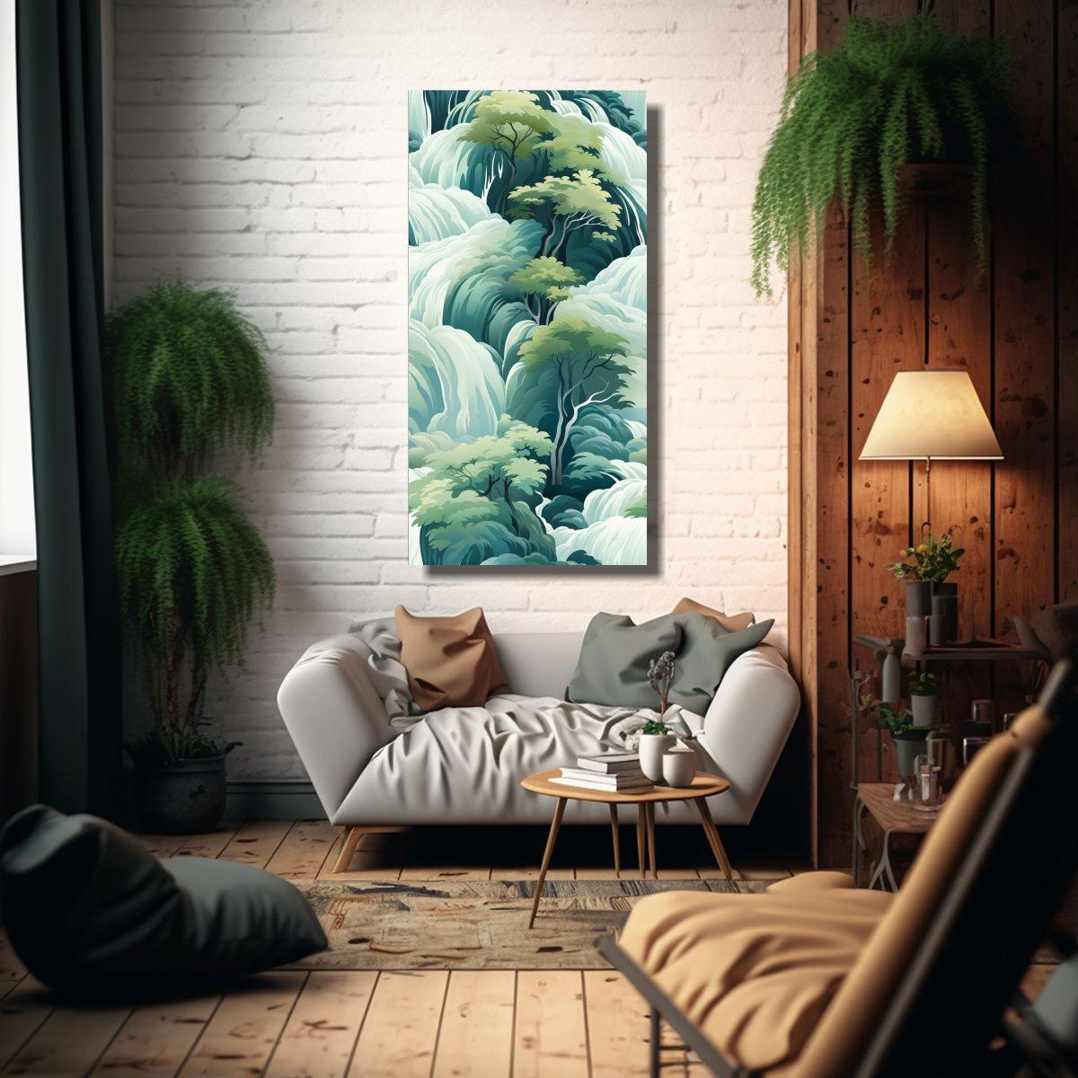 Pintura De Pared Con Motivo De Cascada Calmante 80x160cm-2